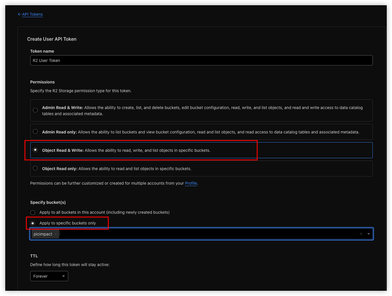 API configuration