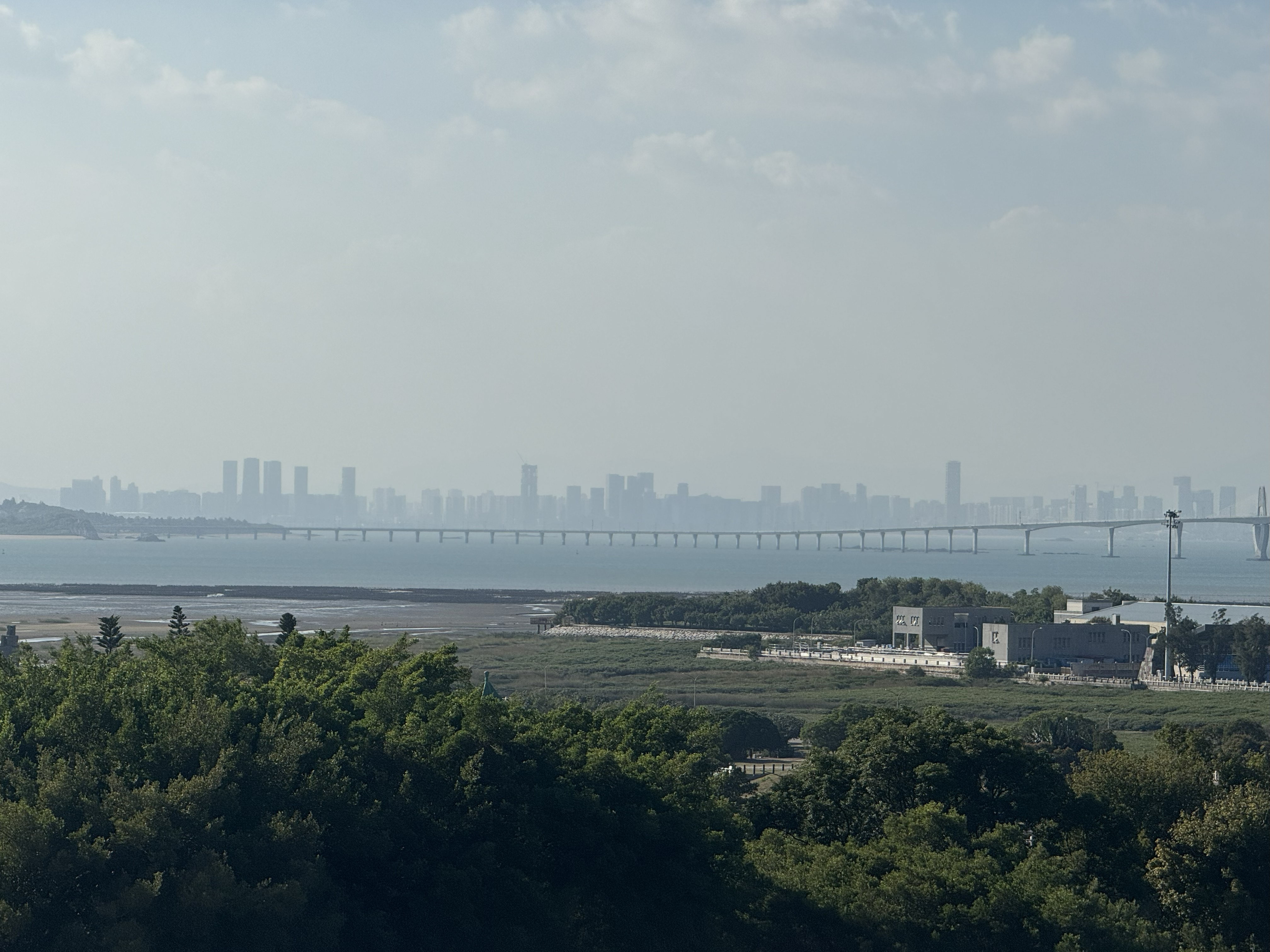 Looking toward Xiamen’s Guanyin Mountain from Juguang Tower