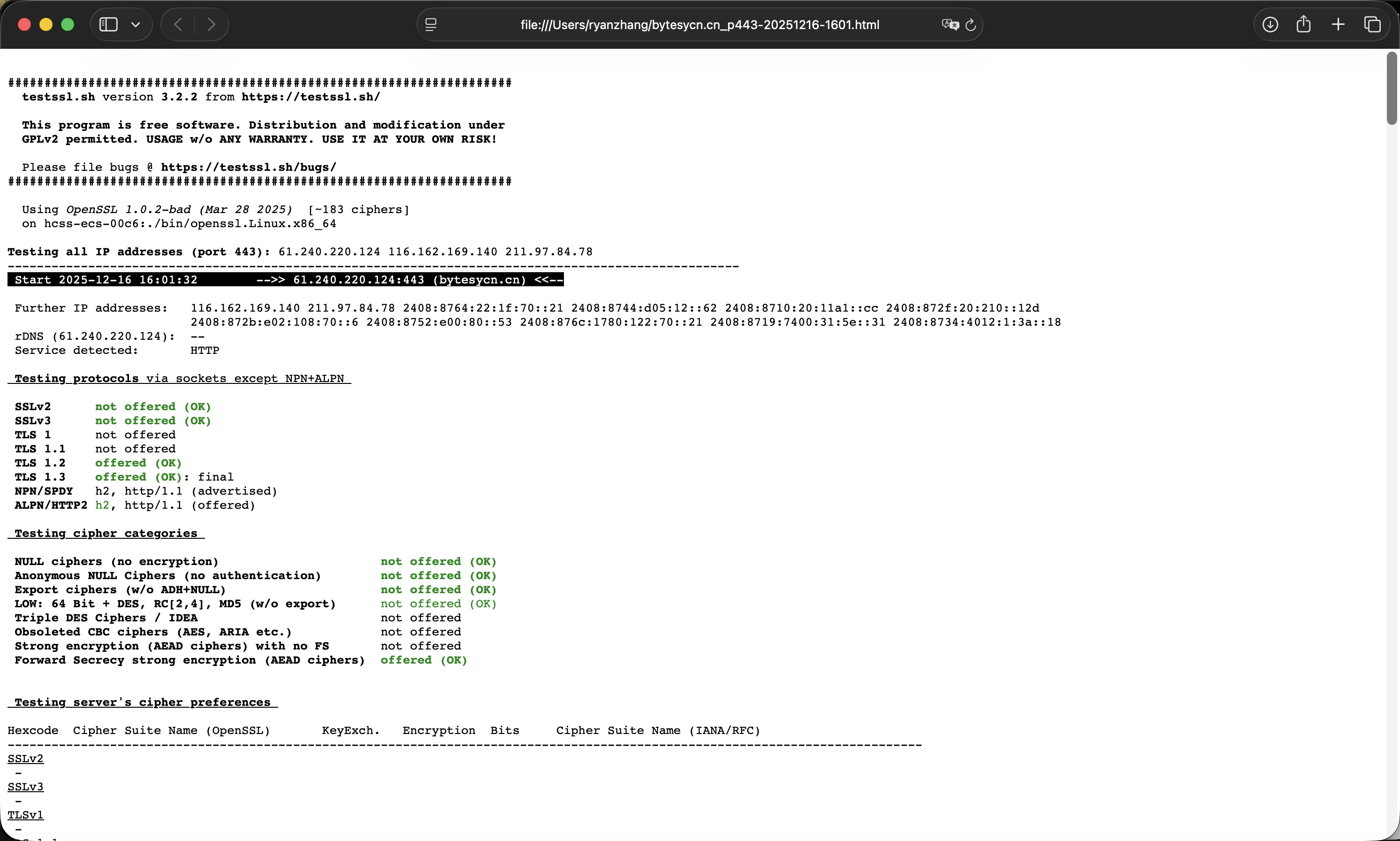 Generate an HTML report