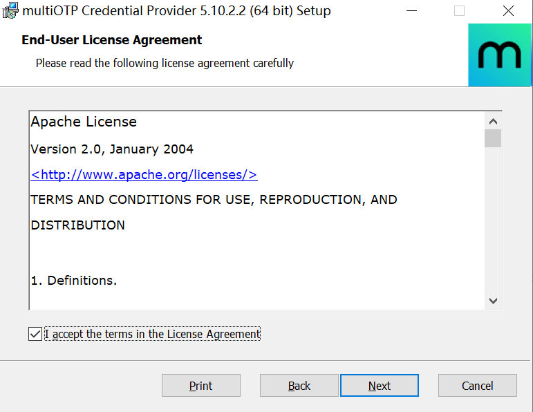Accept the license agreement